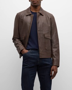 Мужская куртка-бомбер из кожи наппа Neiman Marcus