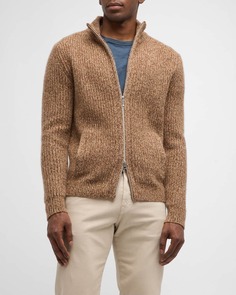 Мужской кашемировый вязаный свитер с молнией во всю длину Neiman Marcus