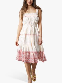 Многоярусное платье миди с принтом в горошек Lollys Laundry Tabitha, белый/разноцветный