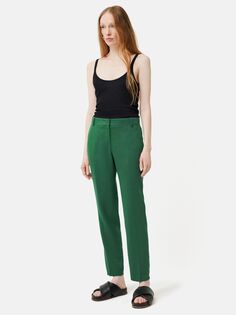 Зауженные льняные брюки Jigsaw Portofino, зеленые