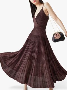 LKBennett Gatsby Плиссированное платье с эффектом металлик, розовое L.K.Bennett