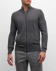 Мужской кашемировый свитер с молнией во всю длину Neiman Marcus