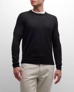 Мужской свитер с круглым вырезом из кашемира и шелка Neiman Marcus
