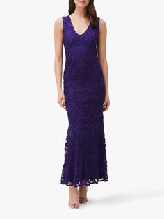 Платье макси с кружевной вышивкой Phase Eight Osanne, фиолетовое