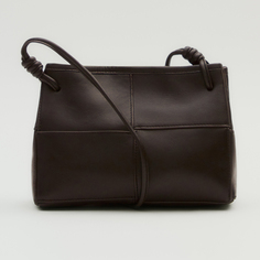 Сумка через плечо Massimo Dutti Nappa leather with seam details, коричневый