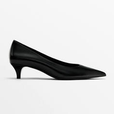 Кожаные туфли на каблуке Massimo Dutti, черный