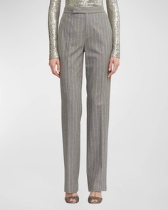 Узкие фланелевые брюки Alecia Chalkstripe Ralph Lauren Collection