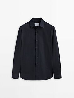Рубашка Massimo Dutti Studio Relaxed Fit Cotton, темно-синий