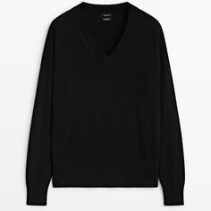 Свитер Massimo Dutti 100% Cashmere V-Neck, черный