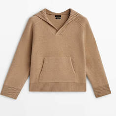 Худи Massimo Dutti Wool 100% Wool Knit, светло-коричневый