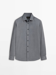 Рубашка Massimo Dutti Regular Fit Needlecord, светло-синий