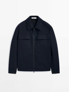 Куртка-рубашка Massimo Dutti Wool Blend With Elastic Detail, темно-синий