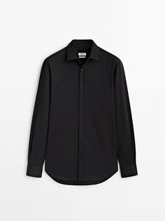 Рубашка Massimo Dutti Studio Relaxed Fit Cotton, черный