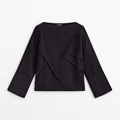Блузка Massimo Dutti Black Loose-Fitting With Seams Limited Edition, черный