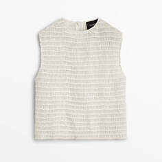 Блузка Massimo Dutti Sleeveless Textured Limited Edition, кремовый