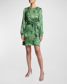 Мини-платье Darya из шармеза с принтом и вихревым принтом Santorelli