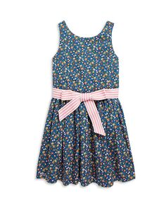 Платье из хлопкового поплина с цветочным принтом для девочек - Little Kid Ralph Lauren