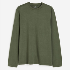Лонгслив H&amp;M Regular Fit Jersey, темно-зеленый H&M