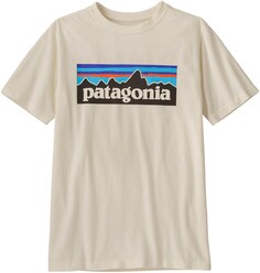 Хлопковая футболка с логотипом P-6 — для мальчиков Patagonia, хаки