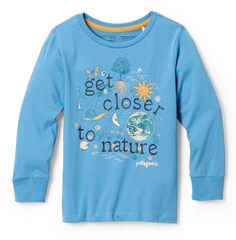 Детская футболка с длинными рукавами и рисунком из органического сертифицированного регенеративного хлопка — для малышей Patagonia, синий
