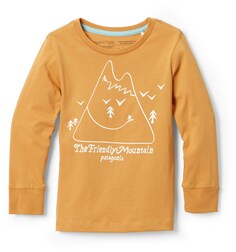 Детская футболка с длинными рукавами и рисунком из органического сертифицированного регенеративного хлопка — для малышей Patagonia, оранжевый