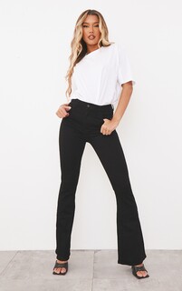 PrettyLittleThing Черные расклешенные эластичные джинсы с 5 карманами