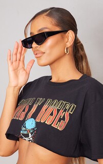 PrettyLittleThing Черные солнцезащитные очки с тонким козырьком и плоским верхом