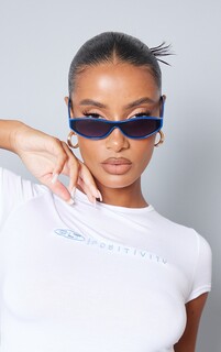 PrettyLittleThing Синие солнцезащитные очки с узким козырьком