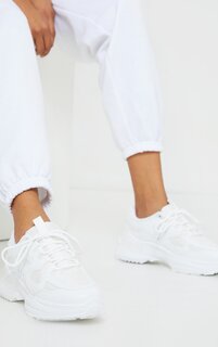 PrettyLittleThing Белые кроссовки из контрастной сетки