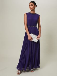 Плиссированное платье макси Phase Eight Louisa, фиолетовое