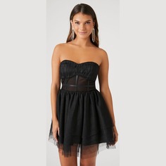 Платье Forever 21 Caged Mesh Sweetheart Mini, черный