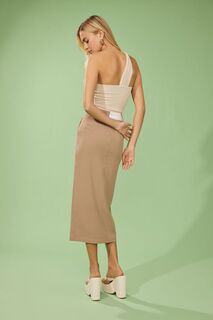 Асимметричная юбка-миди с разрезом по краю Forever 21, серо-коричневый