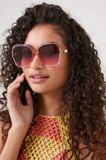 Большие квадратные солнцезащитные очки Forever 21, розовый