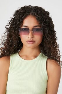 Квадратные солнцезащитные очки без оправы Forever 21, черный
