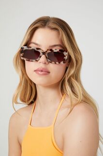 Прямоугольные солнцезащитные очки черепаховой расцветки Forever 21, коричневый