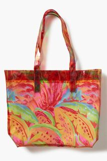 Большая сумка с тропическим цветочным принтом Forever 21, розовый