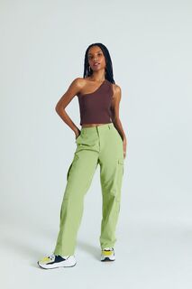 Широкие брюки-карго Forever 21, зеленый