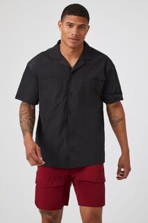 Рубашка с кубинским воротником и короткими рукавами Forever 21, черный
