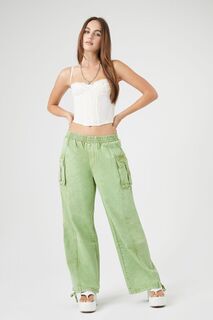 Широкие брюки-карго Forever 21, зеленый