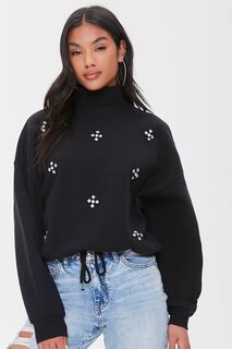 Пуловер с воротником-стойкой из искусственного камня Forever 21, черный