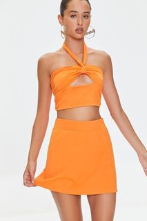 Мини-юбка с высокой посадкой Forever 21, оранжевый