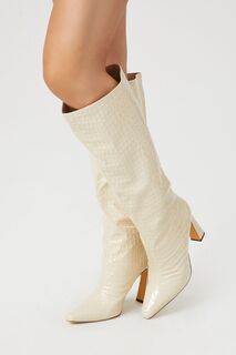 Ботинки с острым носком из искусственной кожи крокодила Forever 21, кремовый