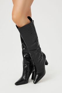 Ботинки с острым носком из искусственной кожи крокодила Forever 21, черный