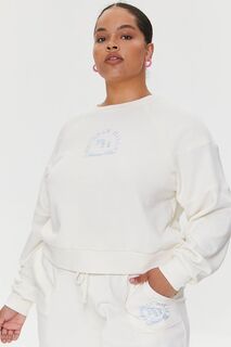 Пуловер больших размеров с вышивкой Беверли-Хиллз Forever 21, кремовый