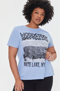 Футболка с рисунком Woodstock больших размеров Forever 21, синий