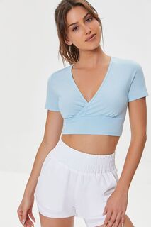 Укороченный топ Active Surplice Forever 21, синий