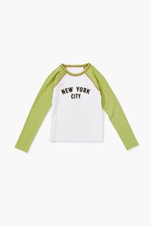 Бейсбольная футболка для девочек New York Forever 21, зеленый