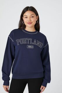 Флисовый пуловер-портленд Forever 21, синий