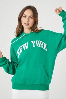 Худи с графическим рисунком Нью-Йорк Forever 21, зеленый