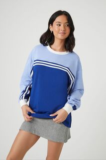 Пуловер из французского терри с цветными блоками Forever 21, синий